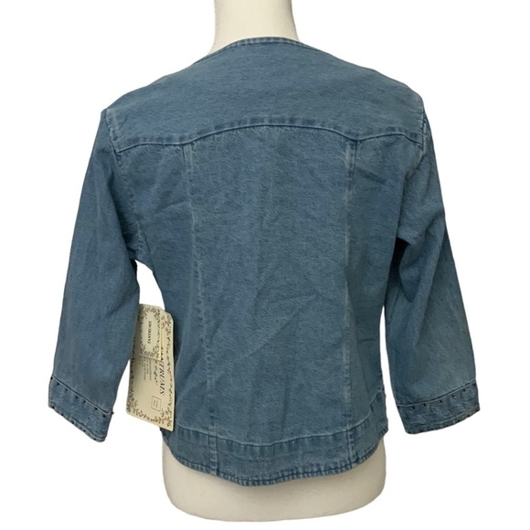 Tantrums Vintage Denim Jacket Womens Boho Embroidered Studded NWT Size Medium - Picture 6 of 16